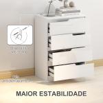 Cómoda com 4 Gavetas Cómoda de Dormitório Moderna com Sistema Anti - Tombo 60x40x85 cm Branco