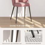 Conjunto de 4 Cadeiras de Sala de Jantar Modernas Cadeiras Estofadas em Veludo com Encosto Alto e Pés de Aço 50x52x83 cm Rosa