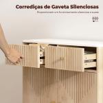 Aparador com 2 Portas e 2 Gavetas, Aparador Moderno para Sala com Prateleira Ajustável e Tampo Efeito Mármore, 77x30x80 cm, Carvalho