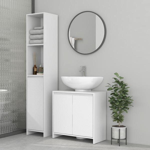 Móvel para Lavatório Pousar Moderno com Prateleira Anti - Tombo Carga 40 kg 60x30x60 cm Branco