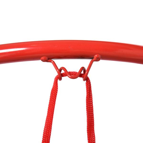 Cesta de Basquetebol de Parede Ø46 cm Aro de Basquetebol com Rede Estrutura Metálica 12 Ganchos para Interior e Exterior Vermelho