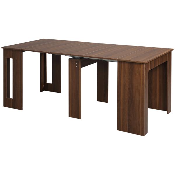 Mesa de Jantar Extensível para 4 - 6 Pessoas com Lateral Abatível Mesa Auxiliar Multifuncional 180x85x75cm Marrom