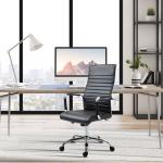 Cadeira de Escritório Ergonômica Giratoria 360° Inclinável com Altura Ajustável Rodas Apoio de Braços 54x62x104 - 114 cm Preto