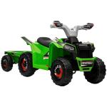 Quadriciclo Elétrico para Crianças com Reboque Bateria 6V de 18 - 36 Meses com Velocidade 2,5 km/h 106x41,5x48,5 cm Verde