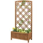 Floreira com Treliça de Madeira Caixa de Plantio com Suporte para Plantas Trepadeiras 60x30x122,5cm Madeira