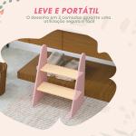 Banco para Crianças de 2 Degraus Torre de Aprendizagem Escada para Crianças acima de 3 Anos para Casa de Banho Cozinha 43x30x55 cm Rosa