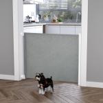 Barreira de Segurança para Cães Extensível Grade Retrátil para Animais de Estimação com Extensão Aço e Tecido de Textilene para Escadas e Portas 5,5 - 115x5,5x82,5cm Cinza