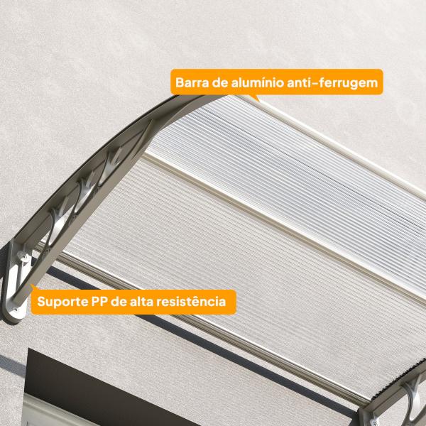 Marquise para Portas e Janelas 100x75 cm Toldo de Proteção contra Sol e Chuva com Cobertura de Policarbonato e Barra de Alumínio Transparente