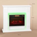 Lareira Elétrica com Efeito de Chama 3D e Tira de Luz LED RGB 1800W Temporizador para 30 m² 105x27x97 cm Branca