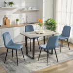 Conjunto de 4 Cadeiras de Jantar Modernas Cadeiras de Cozinha Estofadas em Veludo com Pés de Aço 45x54x87 cm Azul Claro