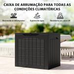 Baú de Armazenamento Exterior 93L Caixa de Armazenamento de Jardim de Plástico Impermeável com 2 Alças 56x41x50 cm Preto
