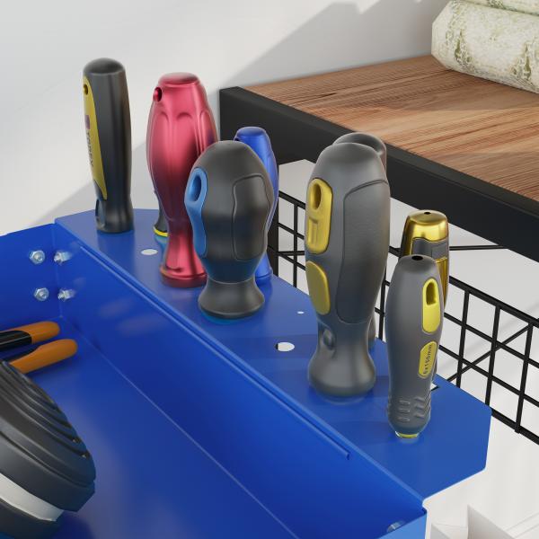 Carrinho de Ferramentas com Rodas 3 Prateleiras de Armazenamento e Alça Lateral 83x35,3x76 cm Azul