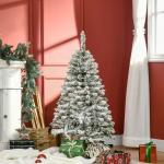 Árvore de Natal Artificial 120 cm com Neve Ignífugo com 200 Ramos Folhas de PVC Abertura Automática Base Dobrável Verde