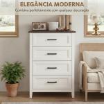 Cómoda 4 Gavetas Cómoda de Dormitório Estreita e Alta com Bancada com Efeito Madeira 60x35x87 cm Branco