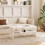 Mesa de Centro Mesa Auxiliar com Compartimento Aberto Mesa de Café para Sala de Estar 100x40x41,5 cm Branco Brilhante
