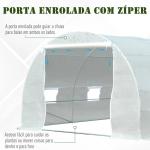 Estufa Tipo Túnel 595x300x200 cm com 8 Janelas e Cobertura de Polietileno para Cultivo de Plantas Estrutura de Aço 24mm para Jardim Branco