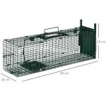 Armadilha para Animais Vivos com Porta Gaiola de Captura com Alça de Transporte para Coelhos Raposas Pequenas 60x18x20cm Verde Escuro