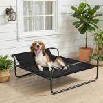 Cama Elevada para Cães Respirável para Cães Pequenos 106x81x33 cm Tecido de Textilene Encosto Inclinável Estrutur