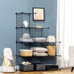 Estante Modular de 9 Cubos em Arame DIY, Organizador Multiusos para Sala, Preta