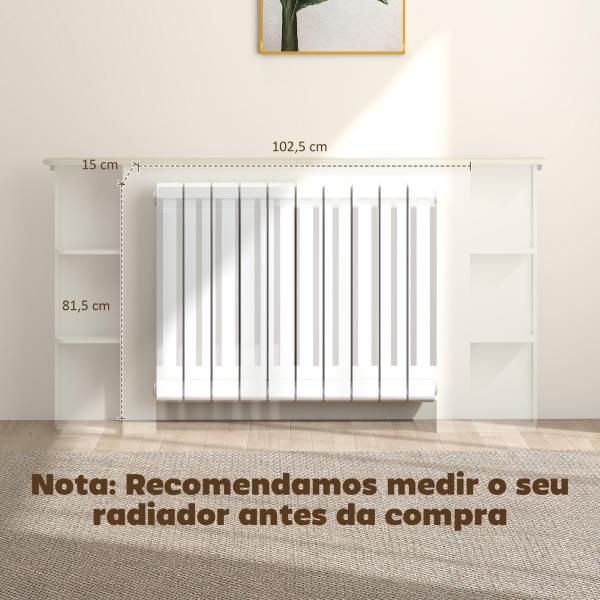 Cobertura para Radiadores com Prateleiras Desenho Moderno de Ripas para Sala de Estar Quarto 152x19x83 cm Branco