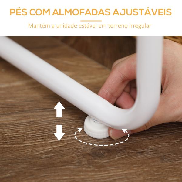 Suporte para Cabides com 4 Prateleiras de Armazenamento e Barra de Pendurar Estilo Industrial 101x39x160cm Madeira e Branco