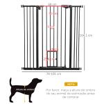 Barreira de Segurança para Cães com Porta Pequena Fechamento Automático e Sistema Duplo de Bloqueio 74 - 101x104,1 cm Preto