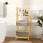 Estante Dobrável para Casa de Banho de Bambu com 2 Cestos para Roupa Suja Estante Aberto 44,5x32x99 cm Cinzento