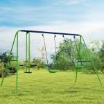 Conjunto de Baloiços de Jardim com Altura Ajustável Baloiços para Crianças com Baloiço Duplo 280x140x178 cm Verde