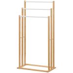 Toalheiro de Pé de Bambu com 3 Barras Toalheiro Independente de 3 Níveis para Casa de Banho 48x25,8x94cm Madeira