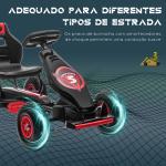 Kart a Pedais para Crianças 5 - 12 Anos com Assento Ajustável Pneus Insufláveis Amortecimento e Travão de Mão 121x58x61cm Vermelho