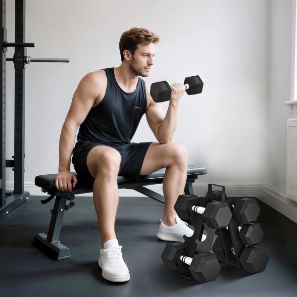 Conjunto de Halteres 2x4kg 2x6kg 2x8kg com Suporte de Armazenamento para Exercício e Treino Preto
