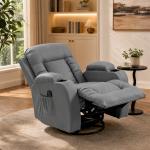 Poltrona de Massagem Giratória Poltrona Relax Reclinável com 8 Pontos de Massagem Função de Aquecimento 82x99x103 cm Cinzento