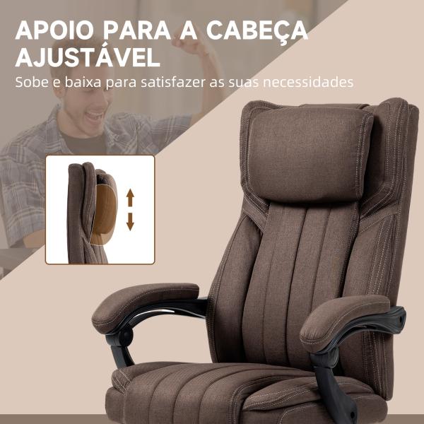 Cadeira de Escritório com 6 Pontos de Massagem por Vibração Reclinável com Altura Ajustável 65x61x101 - 113 cm Castanho Escuro