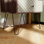 Mesa de Cabeceira com 2 Gavetas Pés de Aço Estilo Boémio Mesa de Cabeceira para Quarto Sala de Estar 45x39x55,5 cm Marrom