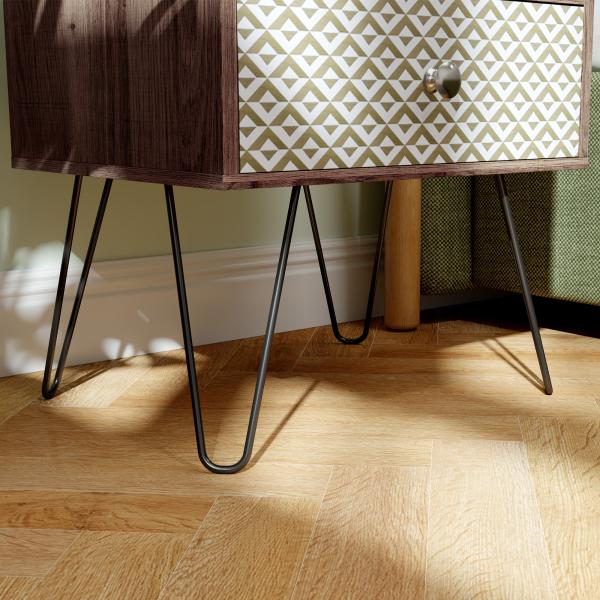 Mesa de Cabeceira com 2 Gavetas Pés de Aço Estilo Boémio Mesa de Cabeceira para Quarto Sala de Estar 45x39x55,5 cm Marrom