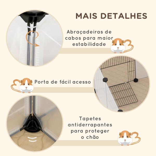 Cerca para Animais DIY com 20 Painéis e Esteira Parque para Pequenos Animais para Porquinhos - da - Índia e Ouriços 175x70x45 cm Branco