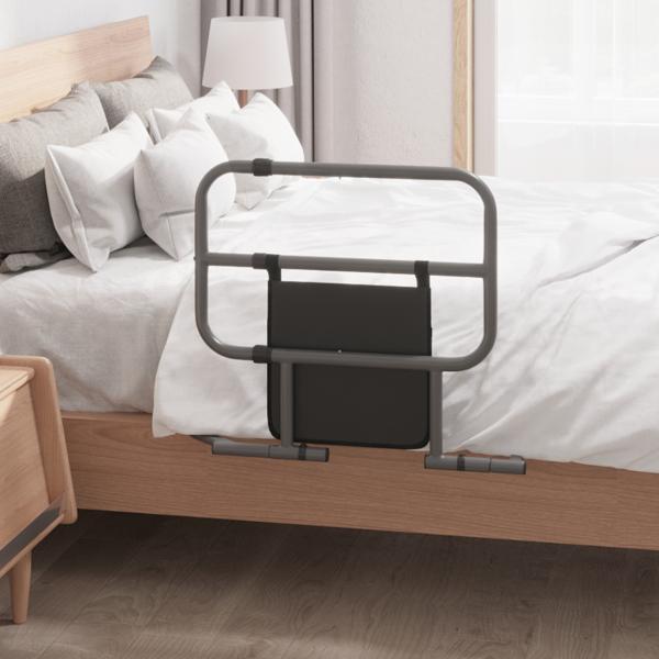Grade para Cama Adulto Guarda de Segurança para Cama Dobrável com Bolso de Armazenamento 61x66x55 cm Cinza