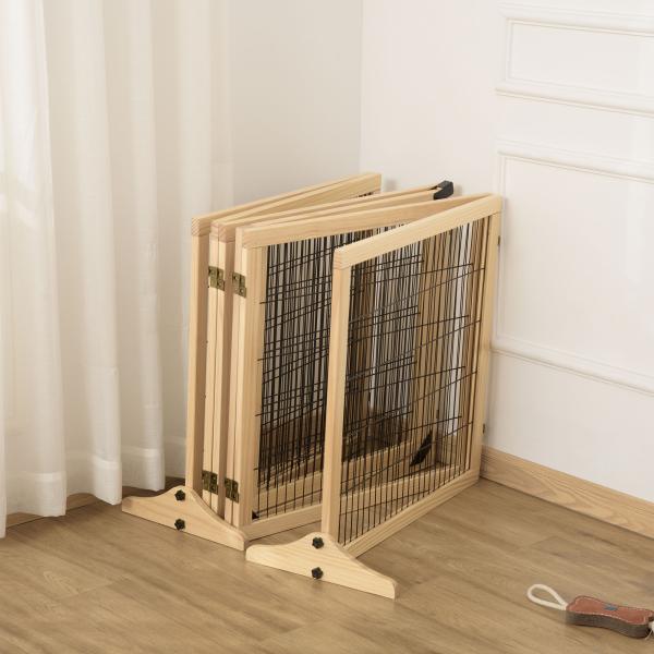 Barreira de Segurança para Cães de Madeira Dobrável para Cães Pequenos e Médios com 6 Painéis 432x36x70 cm Madeira