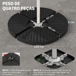 Base para Chapéu de Sol de 4 Peças Recarregável com Areia 68 kg ou Água 52 kg para Jardim Pátio ou Terraço Preto