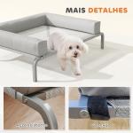 Cama Elevada para Cães com Latertais Amovíveis Cama Elevada para Cães Pequenos Portátil com Malha Respirável 90x65x30 cm Cinza