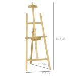 Cavalete de Desenho Estúdio Inclinável 90° com Suporte Tripé e Pincel 51,5x71,5x134,5cm Madeira Natural
