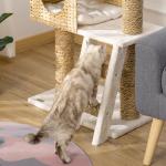Arranhador para Gatos Arranhador para Gatos com Cama Superior Caverna 2 Almofadas 2 Postes Escada 57x37x100,5cm Bege
