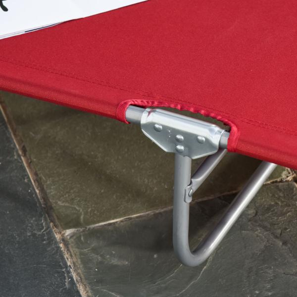Espreguiçadeira Dobrável Espreguiçadeira de Jardim com Encosto Ajustável em 5 Posições para Terraço 187x55x24 cm Vermelho