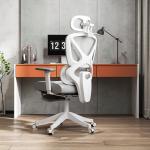 Cadeira de Escritório de Malha Reclinável com Apoio para a Cabeça Ajustável e Altura Regulável 71x70x109 - 119 cm Cinza