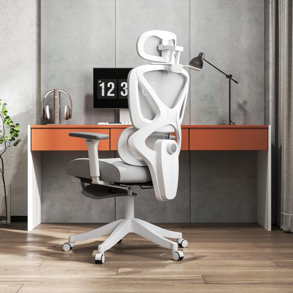 Cadeira de Escritório de Malha Reclinável com Apoio para a Cabeça Ajustável e Altura Regulável 71x70x109 - 119 cm Cinza