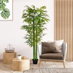 Planta Artificial Bambu Artificial para Interiores e Exteriores Decoração de Sala de Estar Escritório Ø17x180 cm Verde