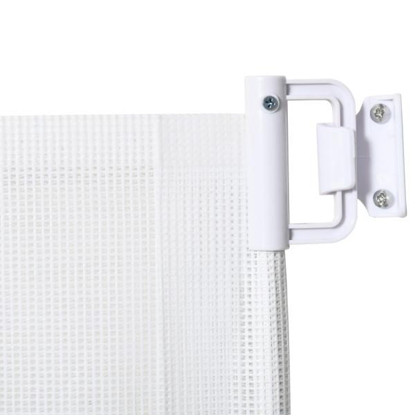 Barrera para Cães Retrátil Dobrável com Largura Ajustável 5,5 - 115 cm com Função de Enrolamento Automático Branco