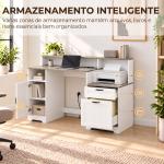 Secretária com Estação de Carregamento Gavetas e Prateleiras com Tomadas Castanho Acinzentado e Branco