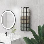 Toalheiro de Casa de Banho Toalheiro de Parede com 3 Barras e Estrutura de Metal Suporte para Toalhas 21x12x74 cm Preto