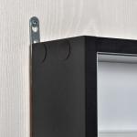 Vitrine de Parede de Madeira com Prateleiras Ajustáveis e 2 Portas Corredeiras de Vidro para Coleções Perfumes Bonecos de Decoração 80x9,5x60cm Preto